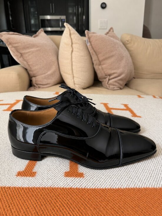 Christian Louboutin Greggo Flat Black Patent Leather Oxford Dress Shoes 42.5 main image 7